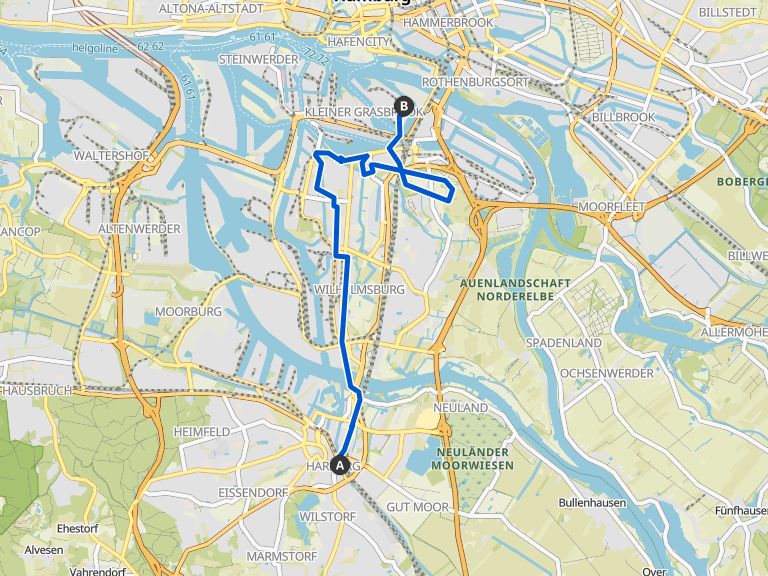 Von Hamburg-Harburg über den alten Elbtunnel und den Elbbrücken S-Bahn